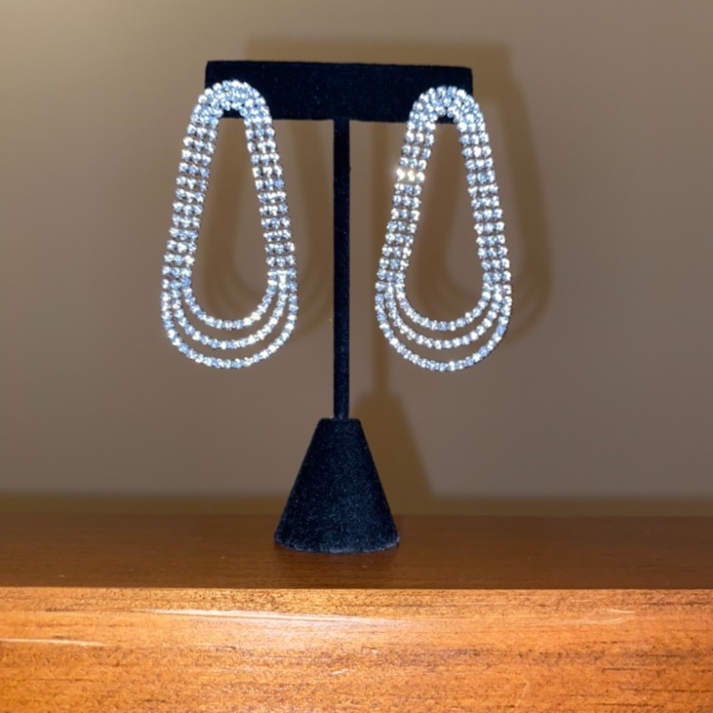 Dazzling Crystal Gold tone Drop earrings